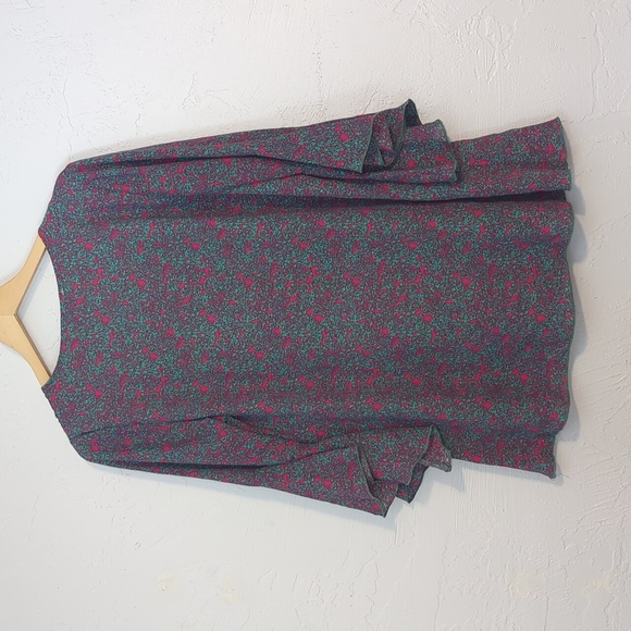 LadyNoiz Colorful Funky Artsy Retro MCM Floral Boho Hippie Bell Sleeve Tunic Top - Picture 7 of 7